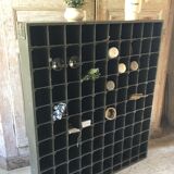 Old wooden shelf door bottle