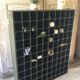 Old wooden shelf door bottle
