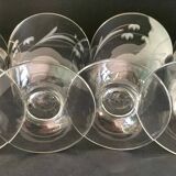 6 wine glasses carved with lily of the valley sprigs