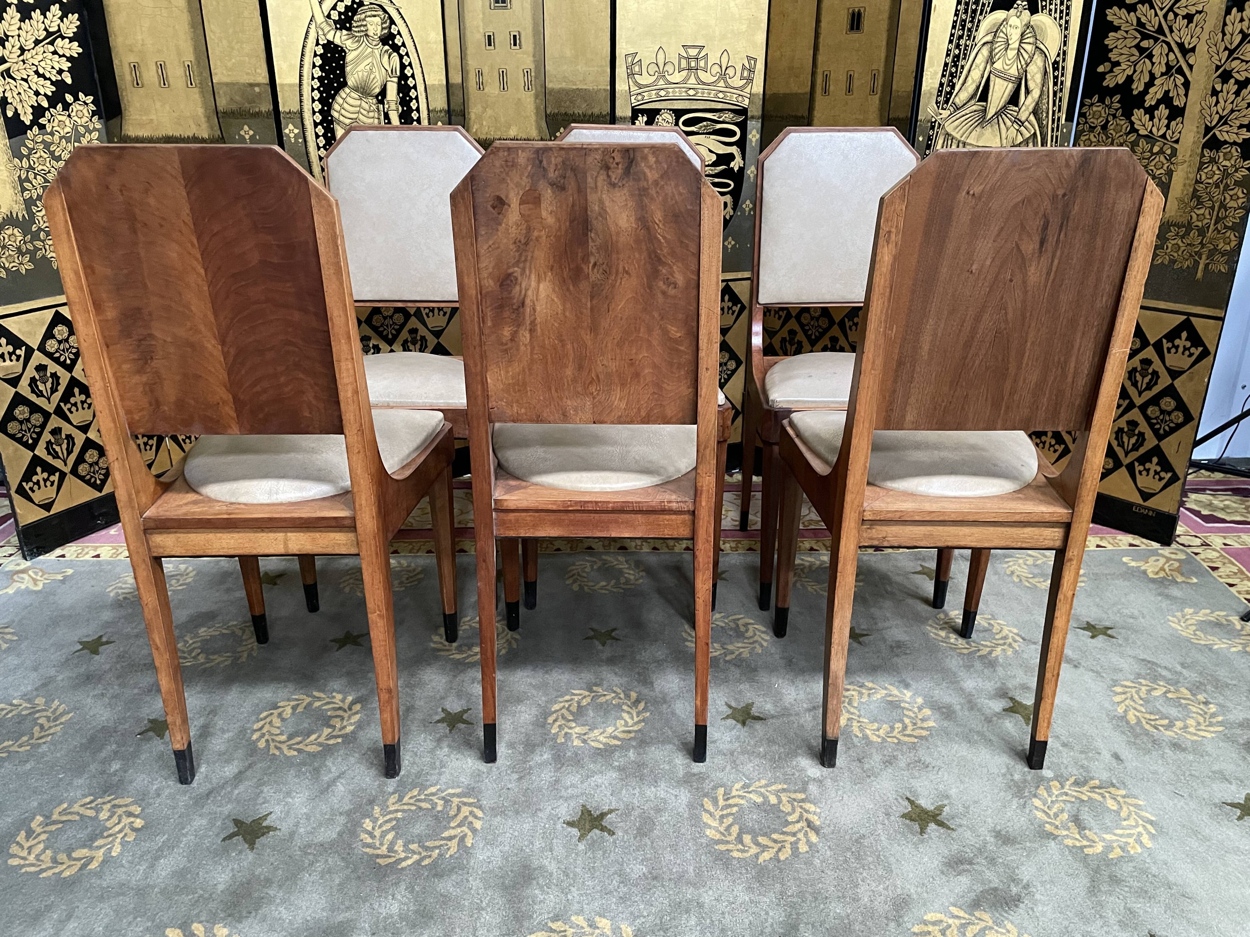 Suite of 6 restored Art Deco period chairs