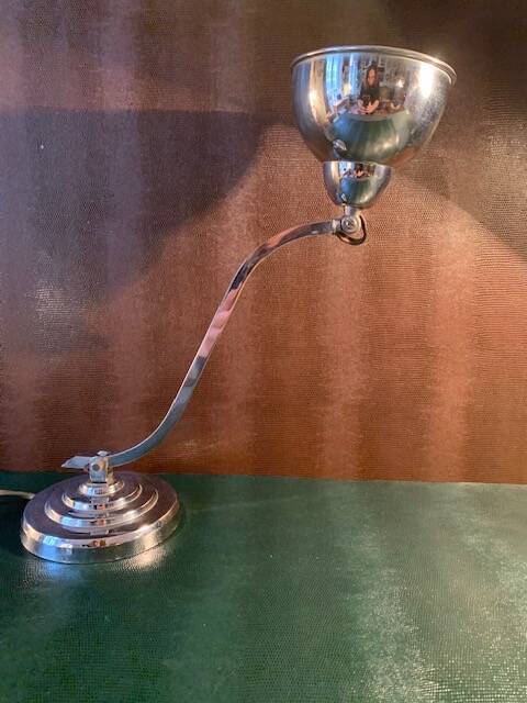 Old desk lamp, Art Deco, in chrome metal-1950