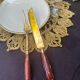 Wood and brass serving utensils
