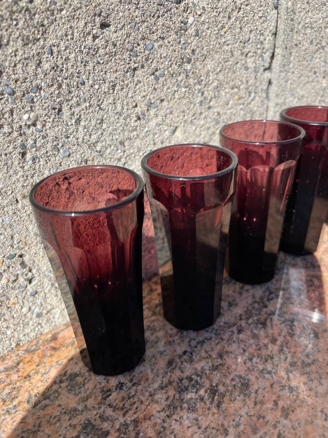 5 old liquor glasses