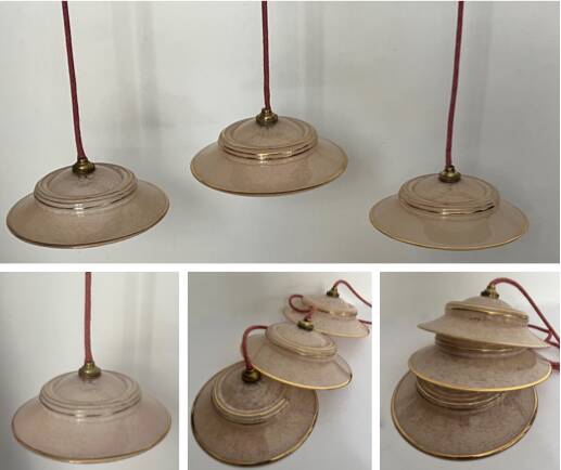 Set of 3 Clichy glass pendant lights