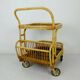 1950s mid century trolley serving cart bamboo wicker black formica