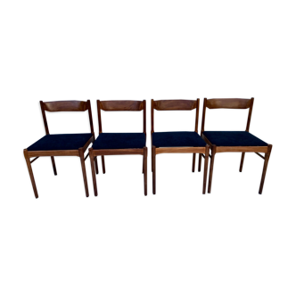 Suite de 4 chaises en palissandre, Italie, années 60