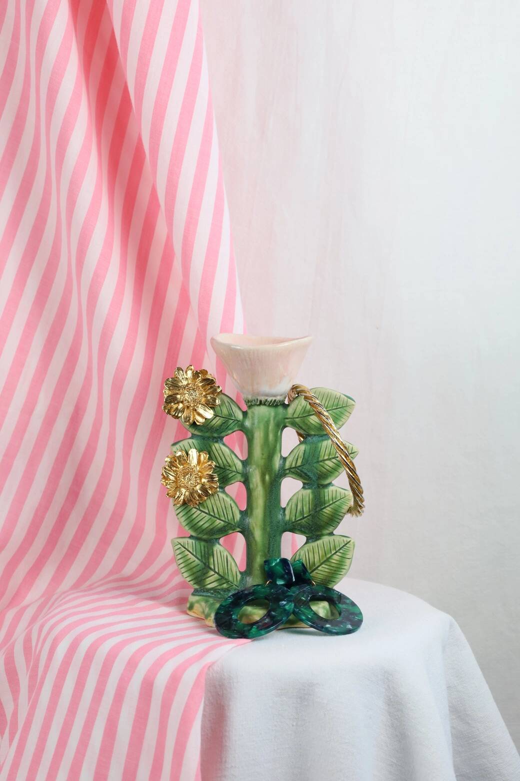 Ceramic candle holder / jewelry holder - Tulip model