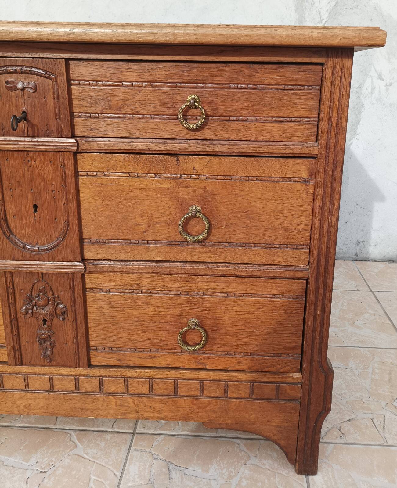 Louis XVI style oak commode