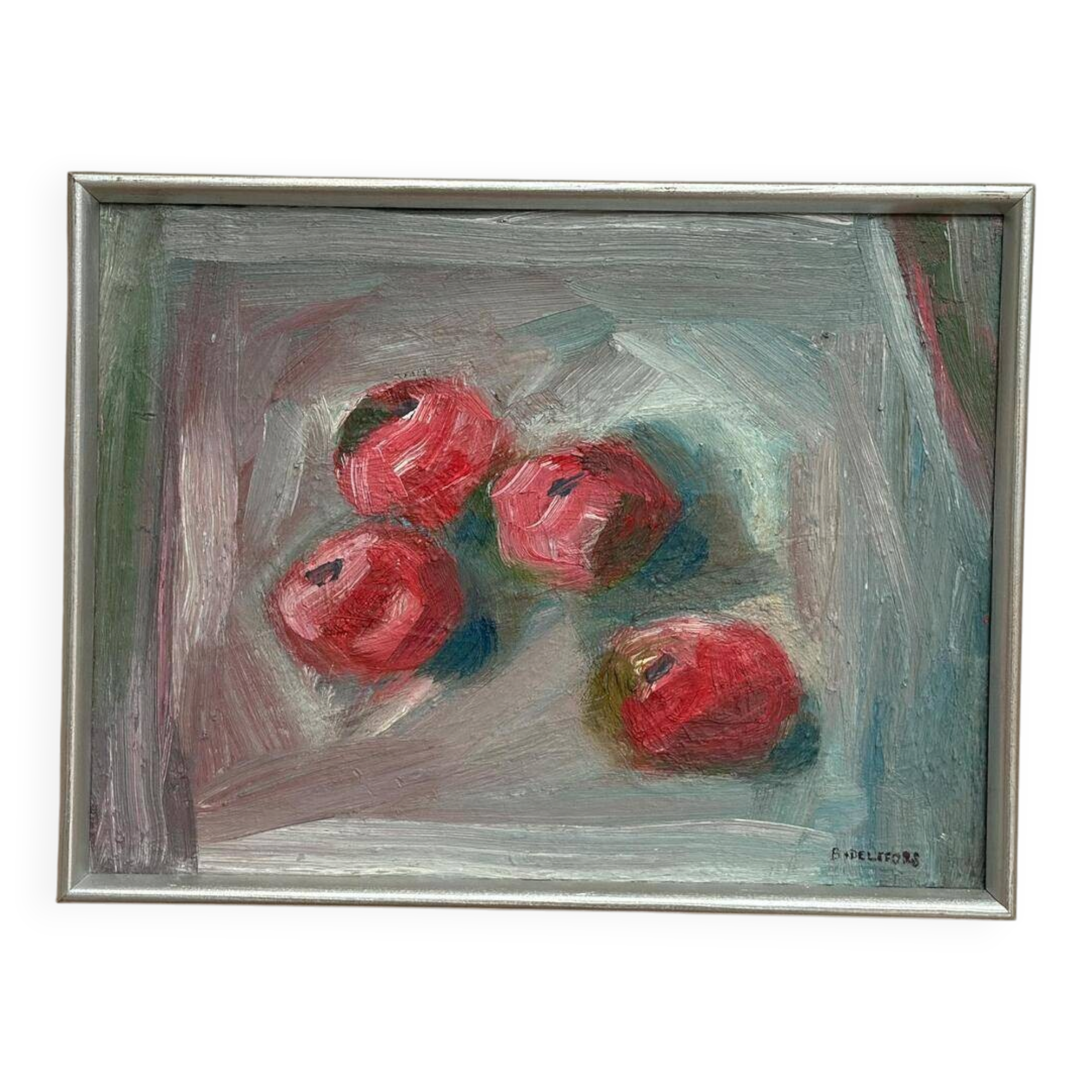 Original Swedish Oil On Canvas – Apples – Bengt Delefors