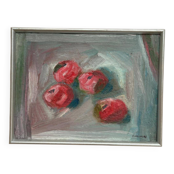 Original Swedish Oil On Canvas – Apples – Bengt Delefors