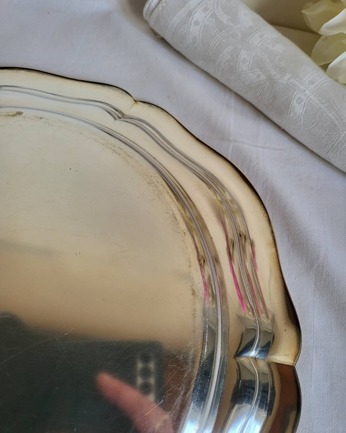 Plat de Service Rond en métal argenté Quist Alpacca