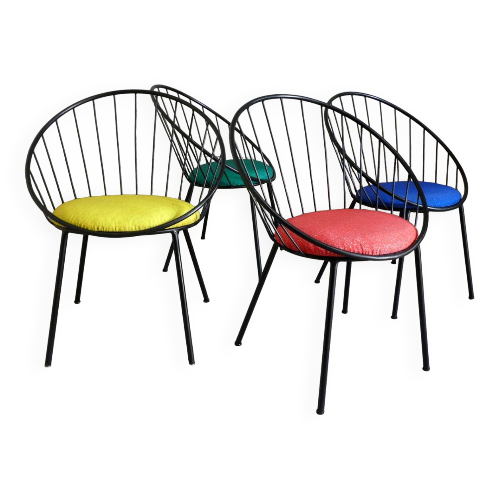 Set de 4 fauteuils corbeille des années 1950