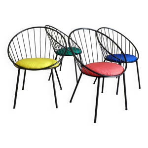 set de 4 fauteuils corbeille