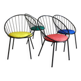 Set of 4 basket armchairs from the 1950s