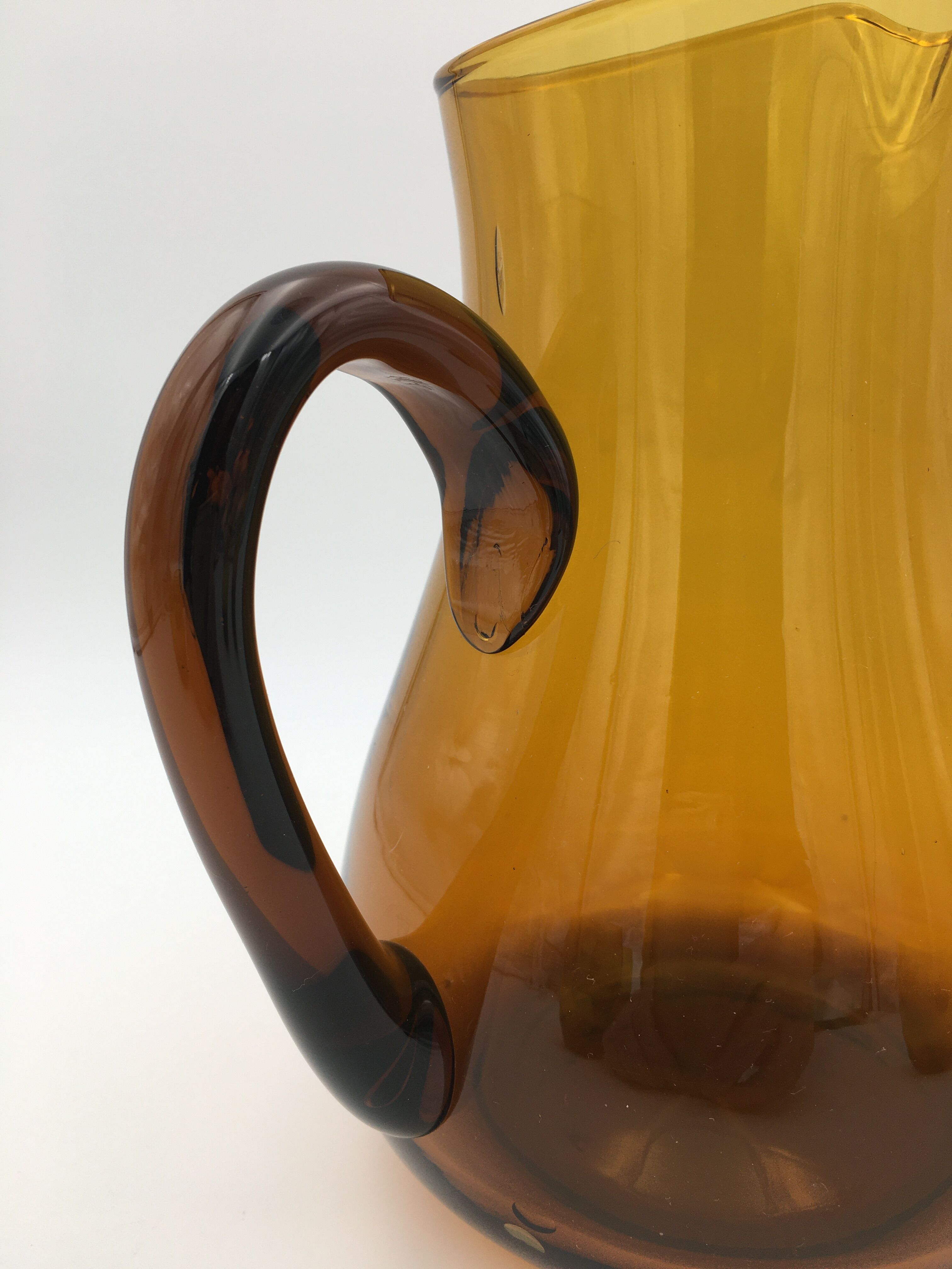 Vintage amber glass orangeade service, 1970