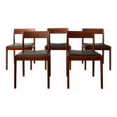 Chaises de salle à manger en teck danois moderne par Johannes Nørgaard, années 1960, ensemble de 5