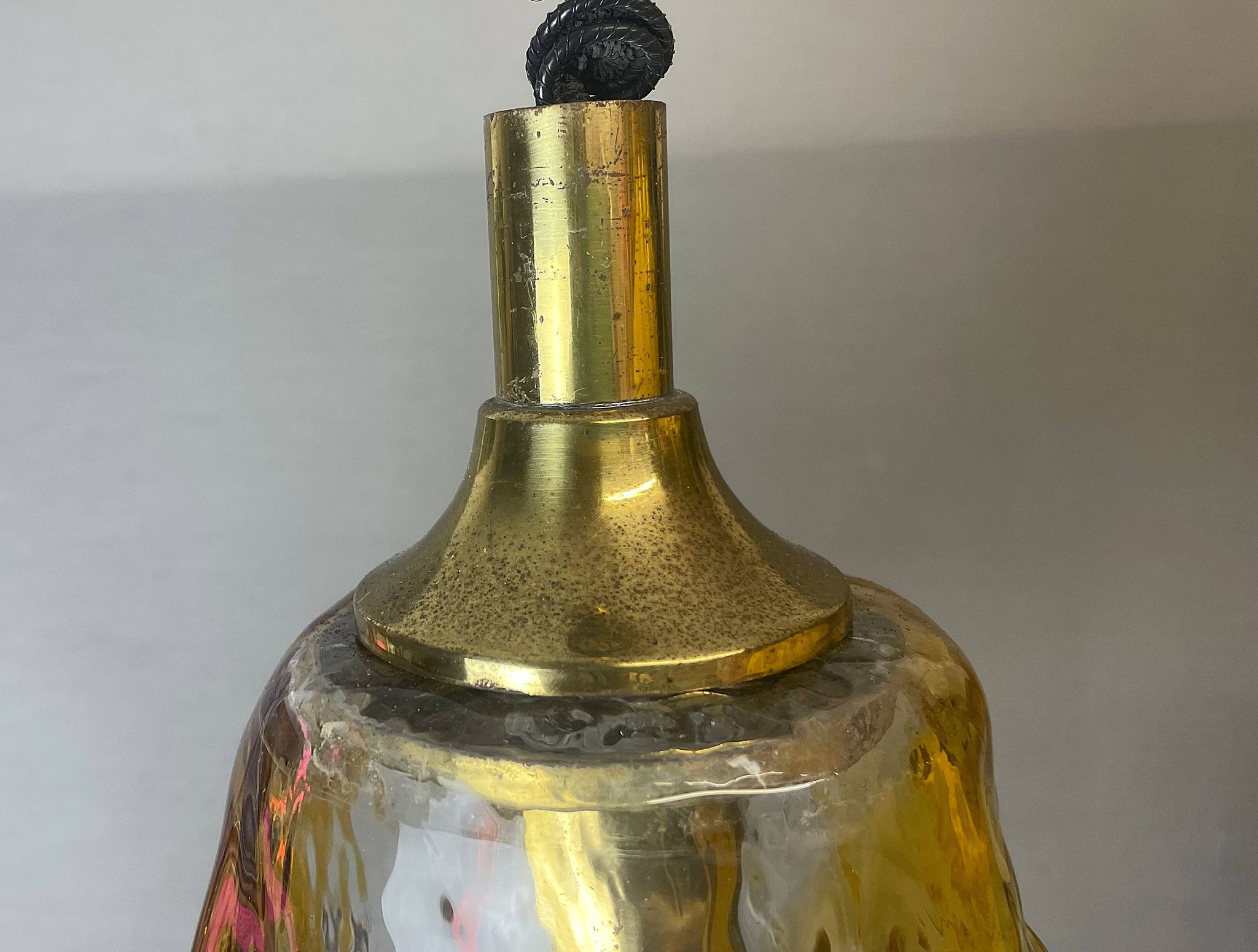 Lumière suspendue à abattant en verre de Murano