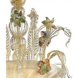 21st Century Transparent and Gold Floral Chandelier in Murano Glass