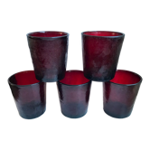 Set of 5 glasses in burgundy colored glass 70s