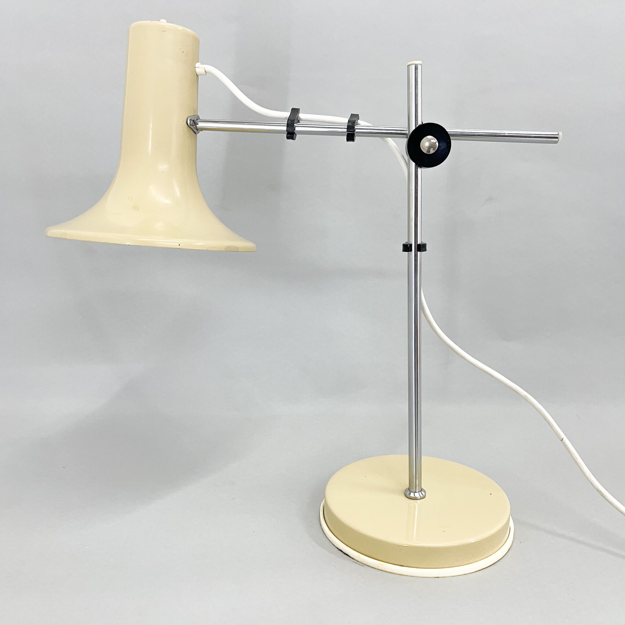 1970's Adjustable Metal Table Lamp in Creamy Colour, Hungary