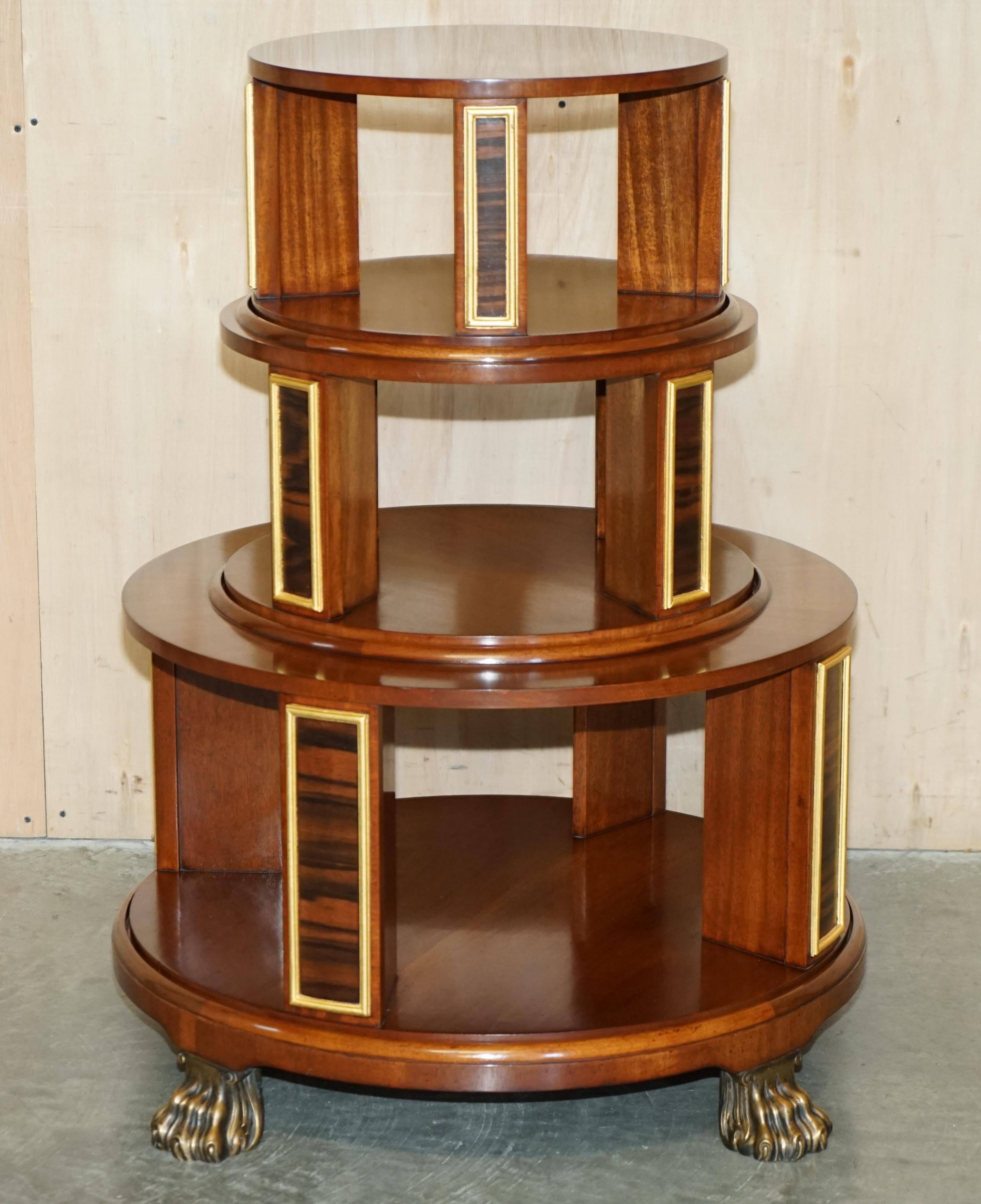 Table bibliothèque tournante Arthur Brett en satin, noyer et palissandre - style Regency