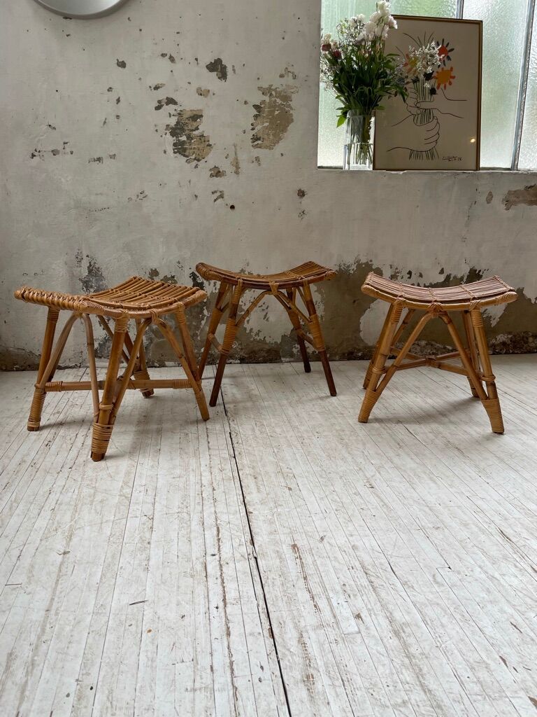 Set 3 rattan stools