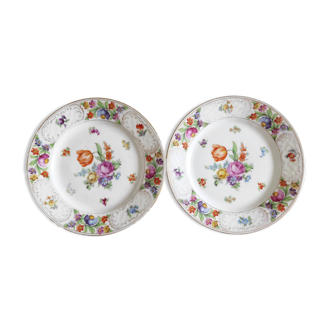 Pair of German porcelain flower plates