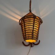 Unique wall lamp in bamboo and fabric, Lantern Design/One, Italy, 1960s