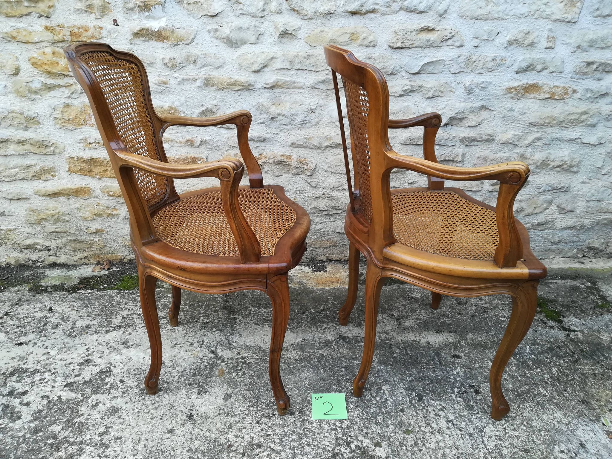 Caned armchairs in Louis XV style