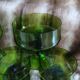 5 antique green champagne coupes
