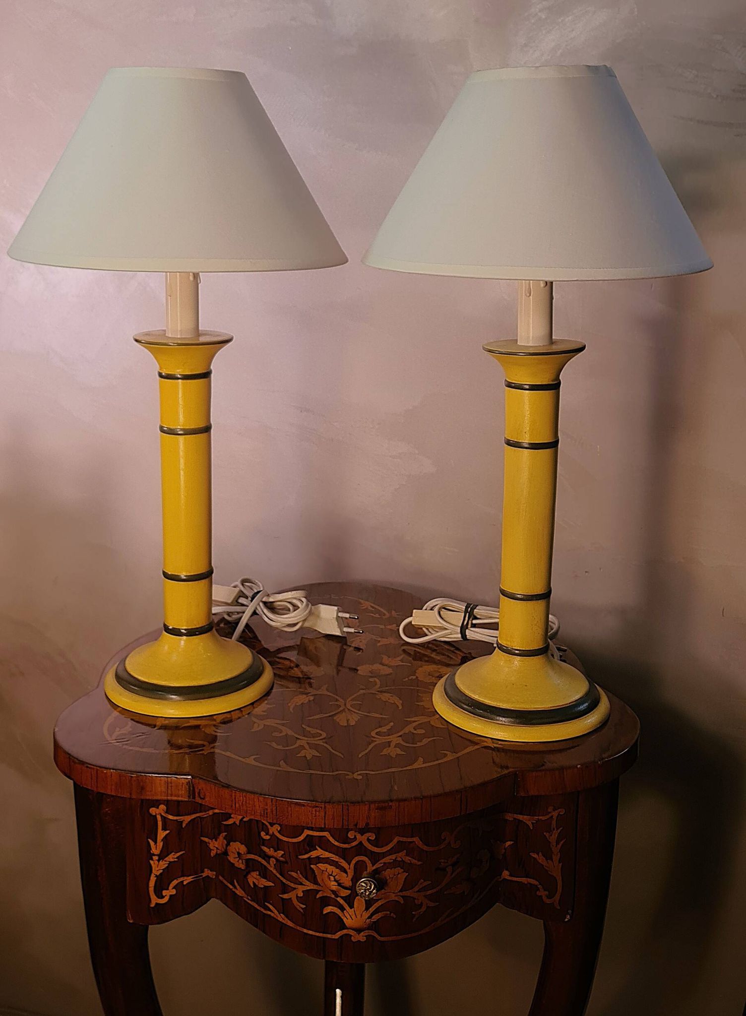 Pair of bedside lamps, signed Chaumette ceramic