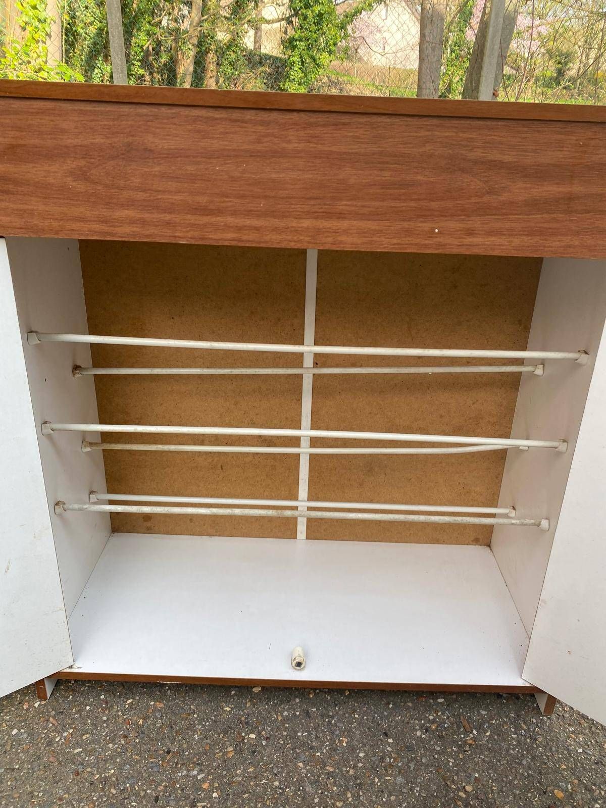 1980s Scandinavian wooden shoe storage cabinet dresser