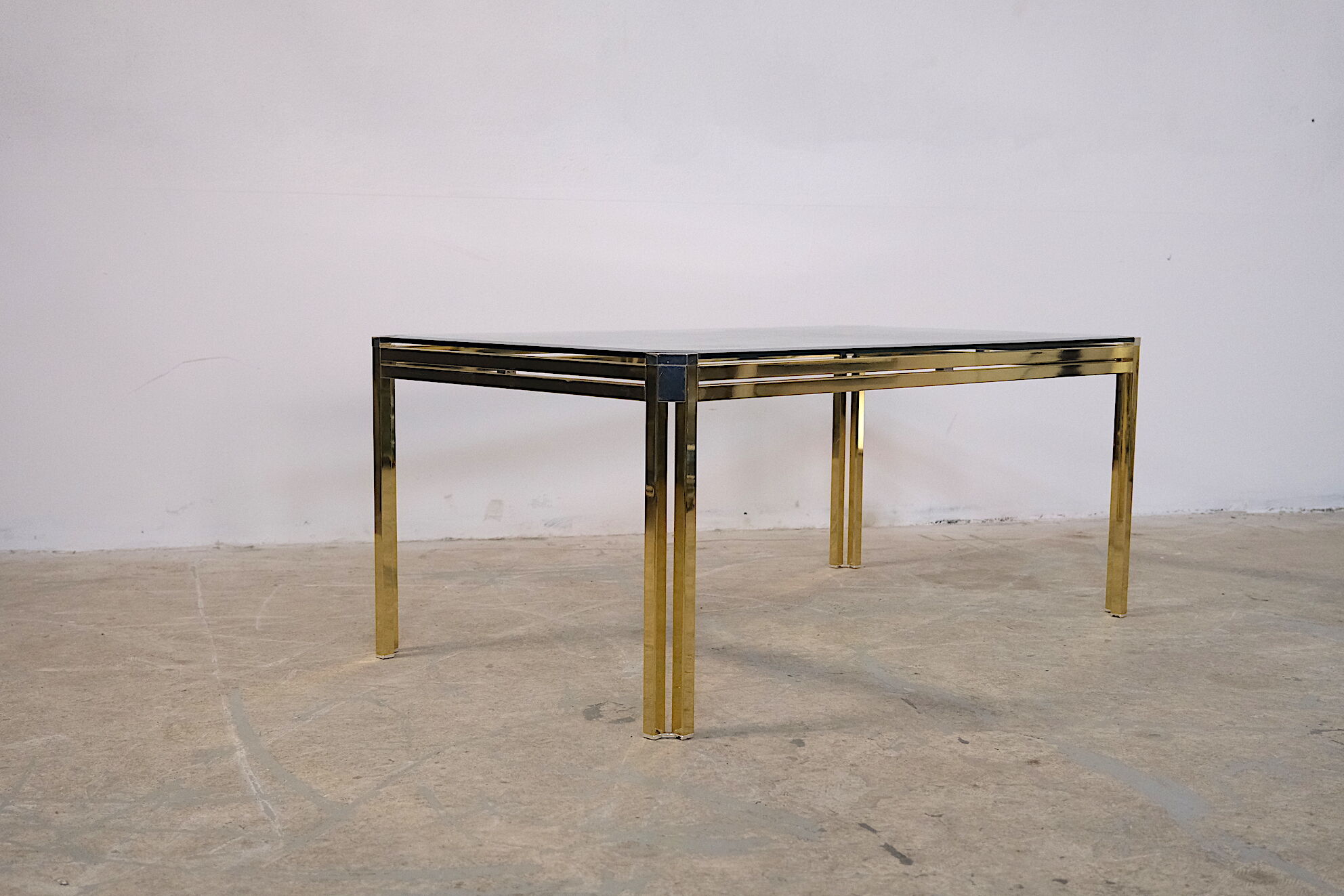 Table basse italienne chromée et verre, années 1970