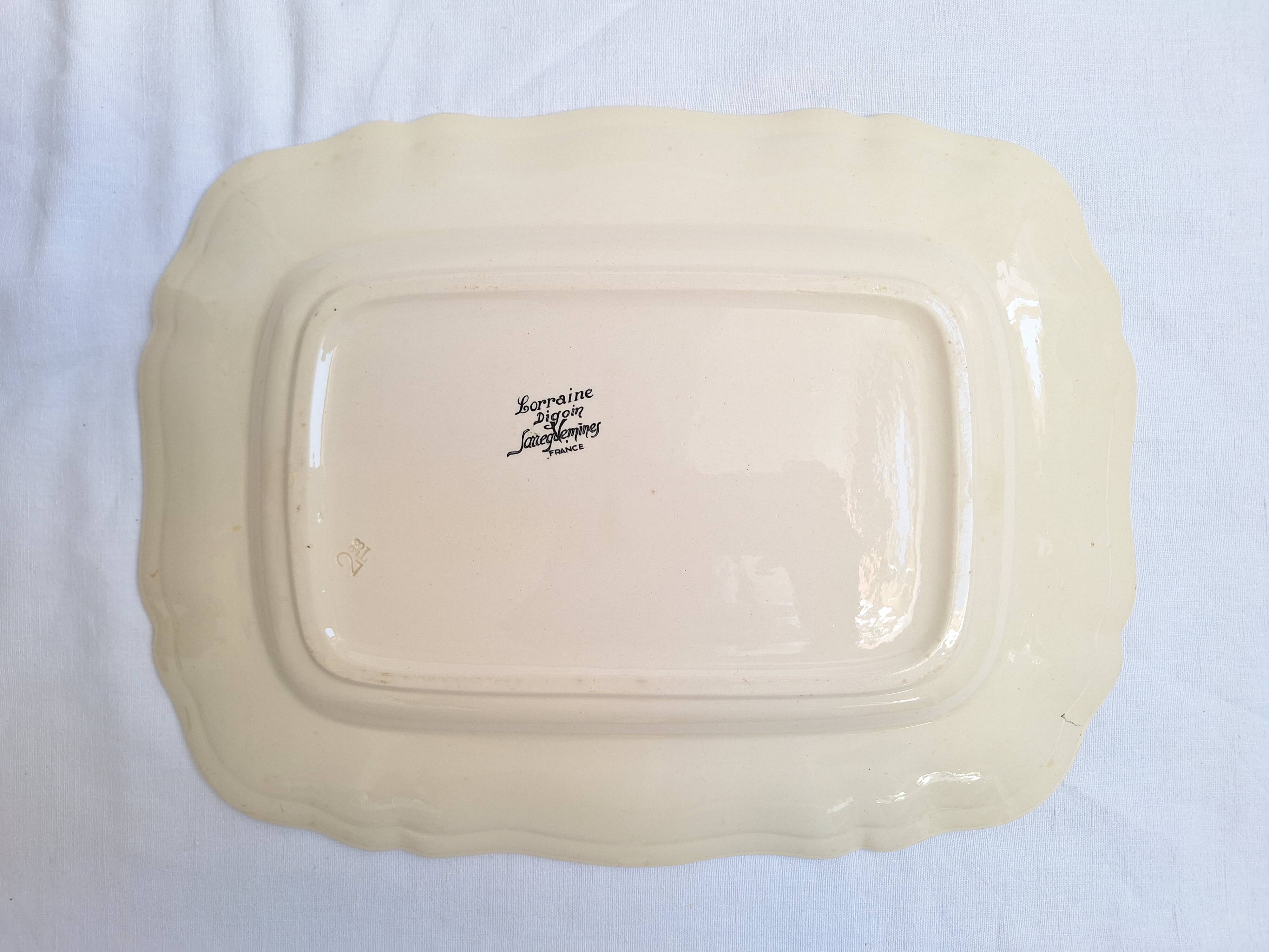 Large rectangular dish Digoin Sarreguemines Model Lorraine