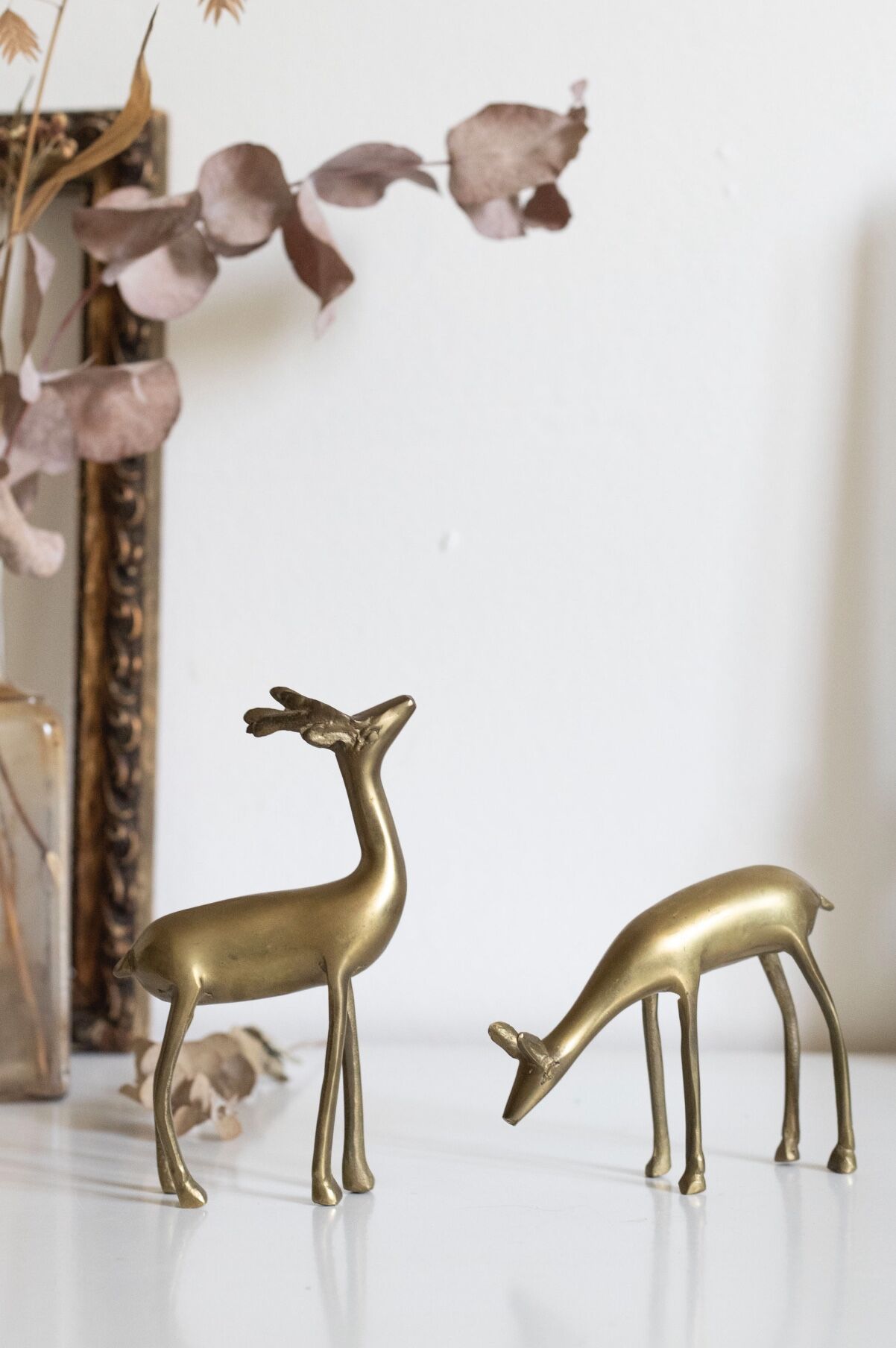 Vintage brass deer and doe