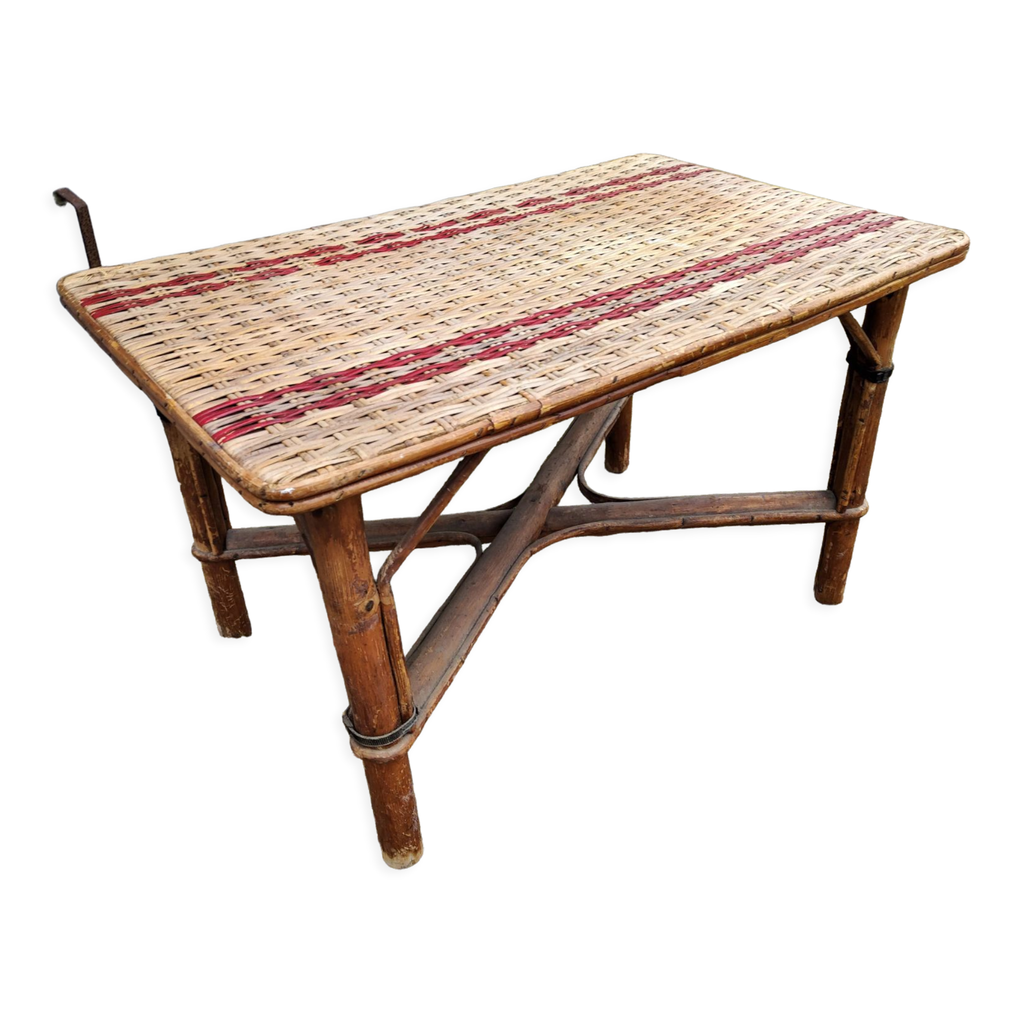 Vintage wicker rattan coffee table