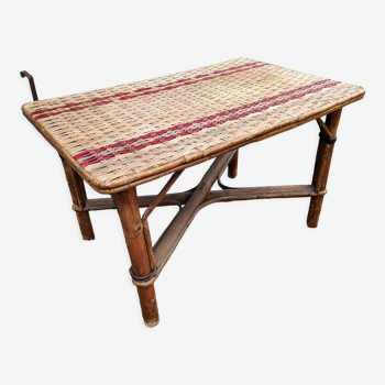 Table basse bambou rotin osier vintage