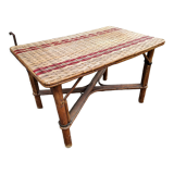 Vintage wicker rattan coffee table