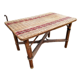 Vintage wicker rattan coffee table