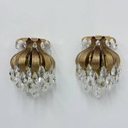 Palwa crystal wall lamp sconce by Ernst Palme, brass pineapple, 1960s, Germany