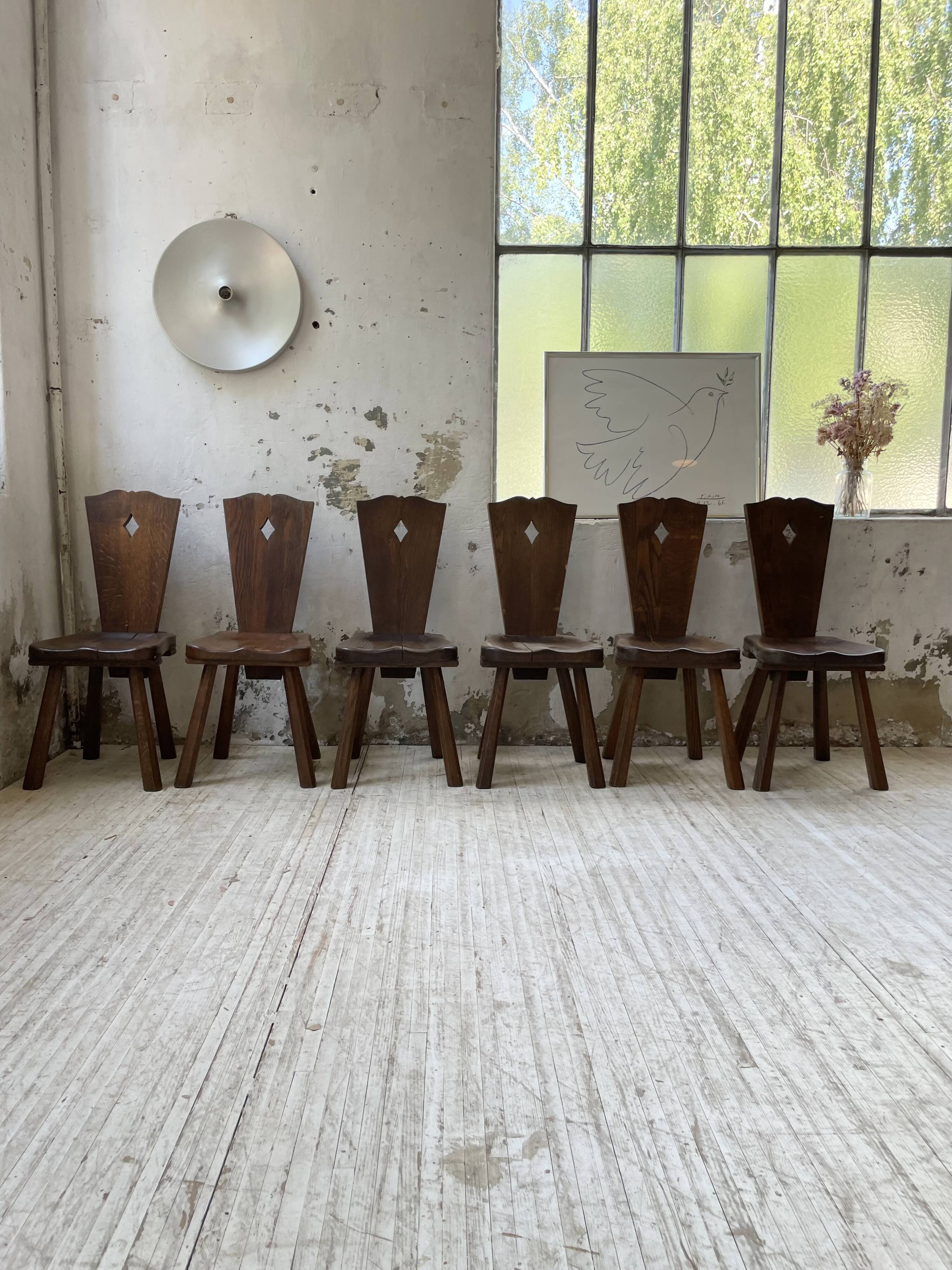 Chaises chêne massif chapo savoyarde art populaire
