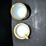 Cendrier vintage en verre opaline blanche et gobelet à cigarette opaline véritable