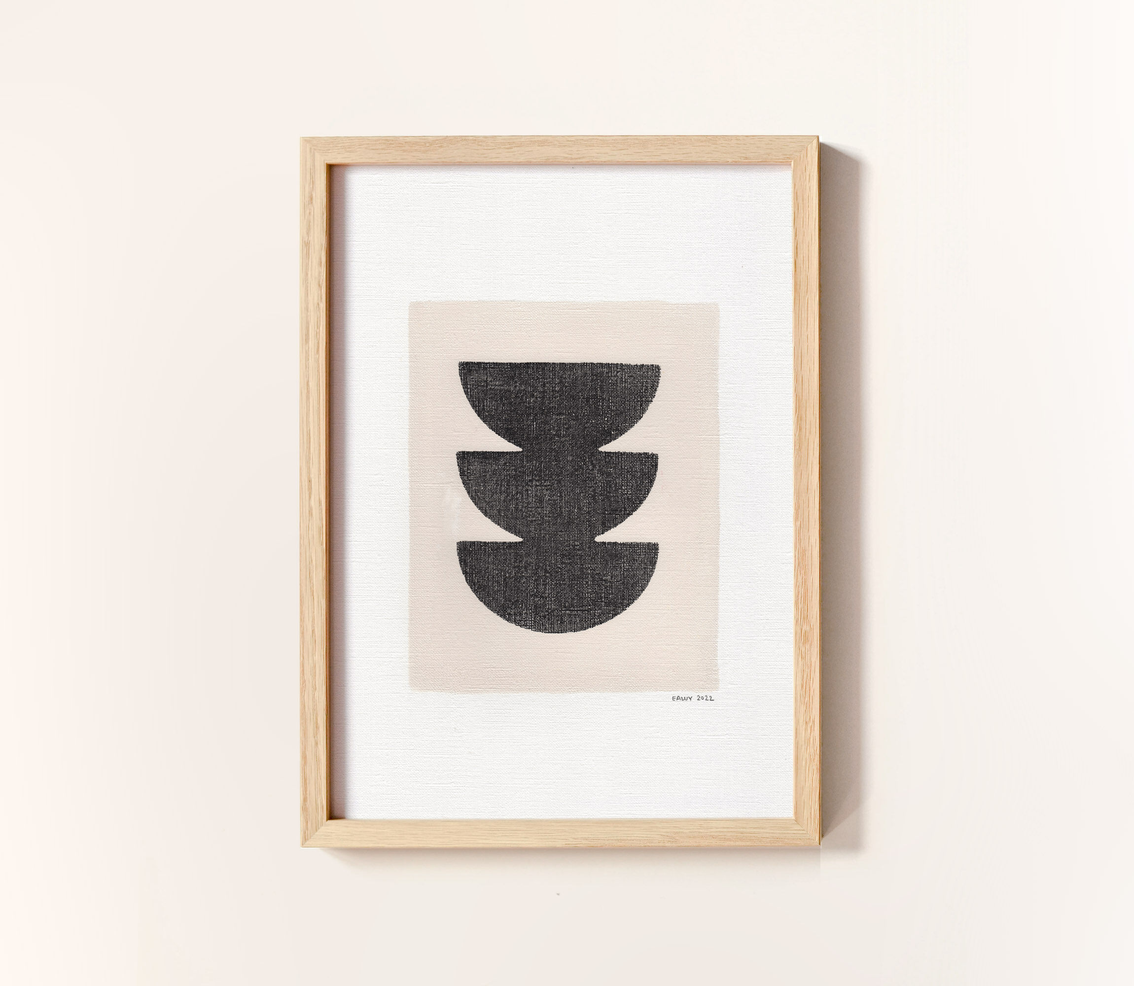 Painting on paper, yellow illustration M631 , signed Eawy
