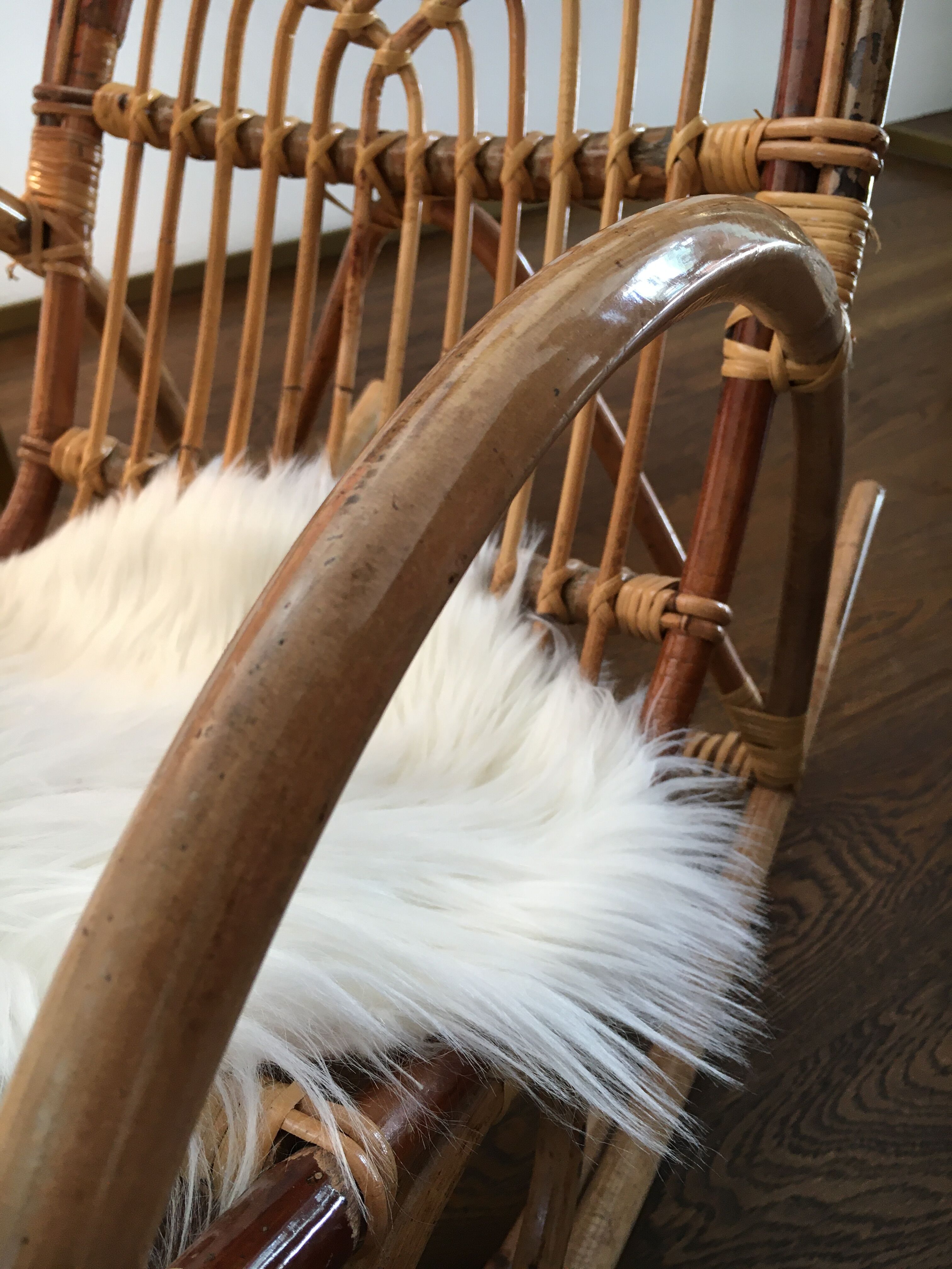 Rocking-chair child rattan with footrest