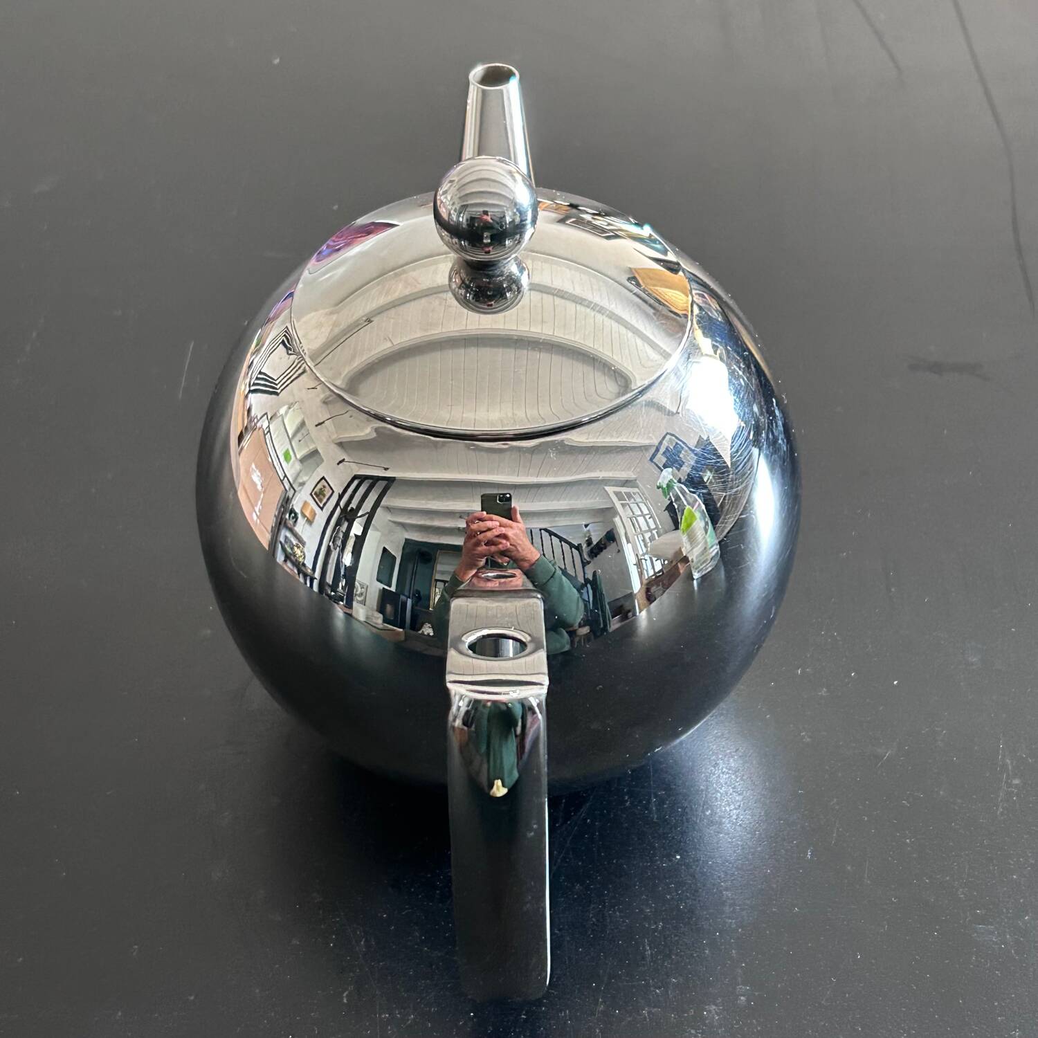 Art Deco style stainless steel teapot