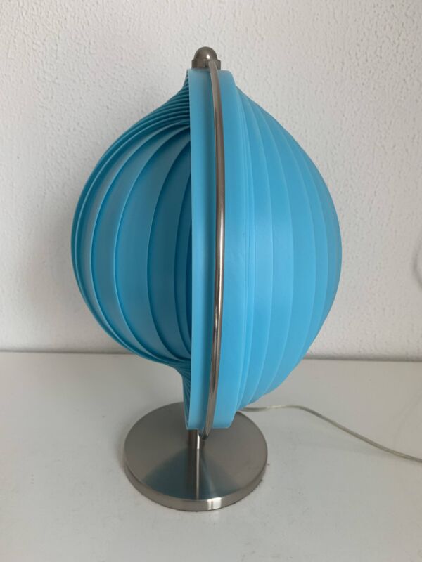 Lampe vintage 1980 Kare Moon bleue design - 37 cm