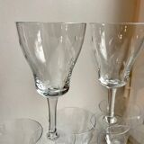 Set of 7 wine glasses, crystal water engraved 50-60s