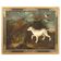 Peinture antique française paysage avec chien