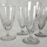 Ensemble de 4 verres antiques français absinthe soufflées avec une cuillère d’absinthe