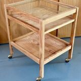 Natural wood rolling trolley